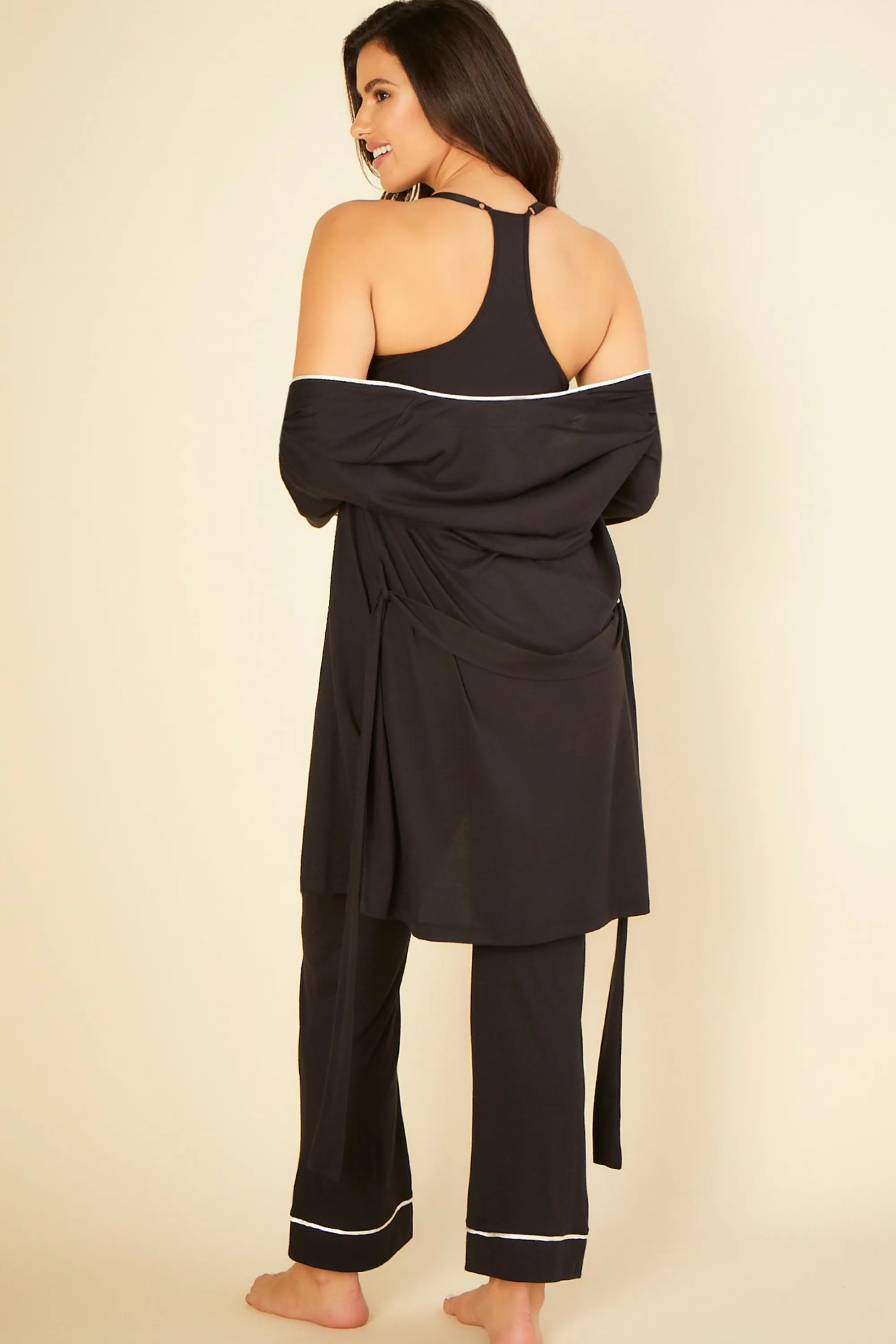 Cosabella Bella Curvy 3 Piece Pajama Set With Robe
